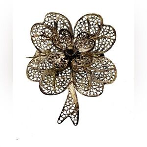3 for $30 Vintage Silver Tone Filigree Floral Brooch Pin